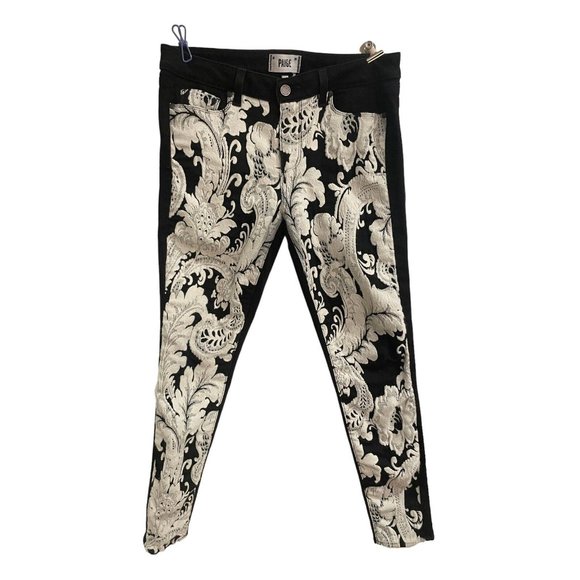Paige Emily Needlepoint Jeans Ultra Skinny Stretch Denim Low Rise Women Black 30 - Picture 1 of 4